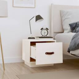 Berkfield Home Beautiful Bedside Cabinet White 40x34x35 cm Solid Wood Pine - Size: 40 x 34 x 35 cm - thumbnail 1