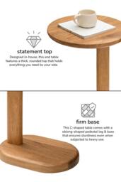 MH London Nora Solid Wood C Shaped Living Room Sofa Side Table Bedside End Table in Amber - thumbnail 7