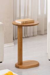 MH London Nora Solid Wood C Shaped Living Room Sofa Side Table Bedside End Table in Amber - thumbnail 1