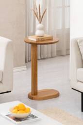 MH London Nora Solid Wood C Shaped Living Room Sofa Side Table Bedside End Table in Amber - thumbnail 3