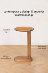 MH London Nora Solid Wood C Shaped Living Room Sofa Side Table Bedside End Table in Amber - thumbnail 4