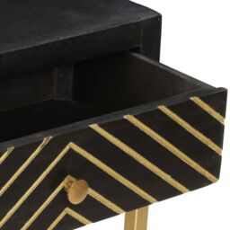 Berkfield Home Console Table Black & Gold 90x30x75 cm Solid Mango Wood - Size: 90 x 30 x 75 cm - thumbnail 4