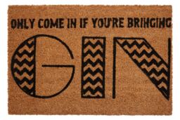 Orsina Gin Doormat, Fun Printed Coir Mat With Durable PVC Backing, Scrapes Dirt Off-Shoes With A Humorous Touch in Natural - Size: 100 cm diameter - thumbnail 1