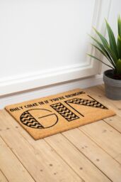 Orsina Gin Doormat, Fun Printed Coir Mat With Durable PVC Backing, Scrapes Dirt Off-Shoes With A Humorous Touch in Natural - Size: 100 cm diameter - thumbnail 4