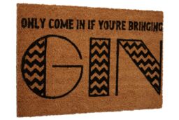Orsina Gin Doormat, Fun Printed Coir Mat With Durable PVC Backing, Scrapes Dirt Off-Shoes With A Humorous Touch in Natural - Size: 100 cm diameter - thumbnail 2