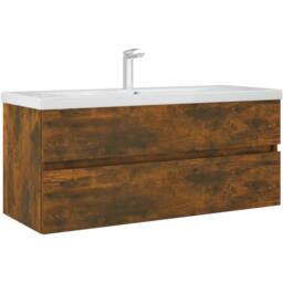 Berkfield Home Sink Cabinet Smoked Oak 100x38.5x45 cm Engineered Wood in Brown - thumbnail 7
