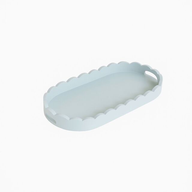 Melody Maison Pale Blue Oblong Scalloped Tray - 50cm - image 1