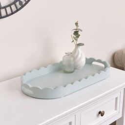 Melody Maison Pale Blue Oblong Scalloped Tray - 50cm - thumbnail 3