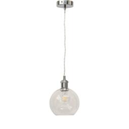 First Choice Lighting Set of 2 Barnum - Clear Glass Globe Chrome Retro Pendant Fittings - thumbnail 2