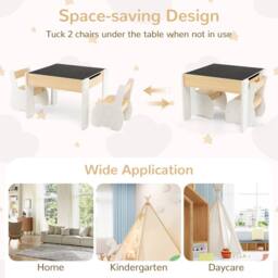 Gymax 4-In-1 Activity Table & Chair Set With Detachable Tabletop for Arts in White - thumbnail 6