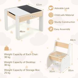 Gymax 4-In-1 Activity Table & Chair Set With Detachable Tabletop for Arts in White - thumbnail 2