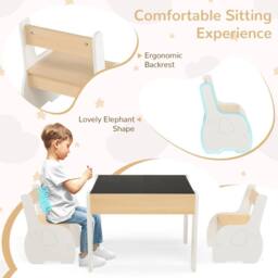 Gymax 4-In-1 Activity Table & Chair Set With Detachable Tabletop for Arts in White - thumbnail 4