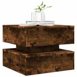 Berkfield Home Coffee Table with LED Lights Smoked Oak 50x50x40 cm in Brown - Size: 50 x 50 x 40 cm - thumbnail 6