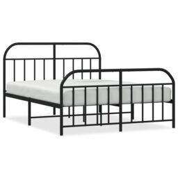 Berkfield Home Metal Bed Frame with Headboard & Footboard Black 150x200 cm King Size - thumbnail 2