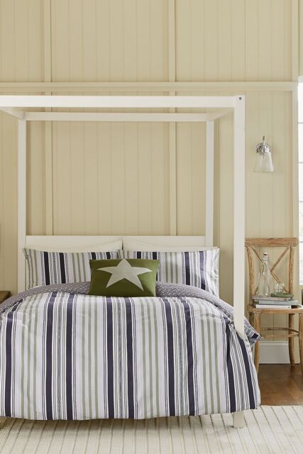 Helena Springfield 'Beach House Stripe' Cotton Duvet Cover Set in Green - Size: Super King - image 1