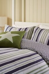 Helena Springfield 'Beach House Stripe' Cotton Duvet Cover Set in Green - Size: Super King - thumbnail 2