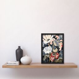 "Artery8 Anemone Flowers After Storm Floral Painting Framed Art Print in Dark Blue - Size: W12"" x H16""" - thumbnail 4