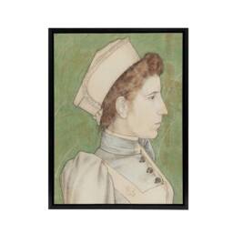 "Artery8 Portrait of Nurse Nelly in Uniform Framed Canvas Wall Art Print Toorop in Green - Size: W12"" x H16""" - thumbnail 1