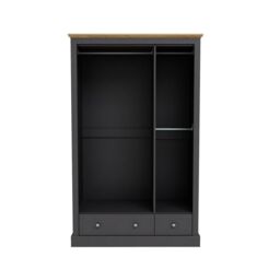 Lemon Pavilion Furniture Devon 3 Door 2 Drawer Wardrobe - L57.7 x W112.9 x H181.6 cm - Charcoal in Black - Size: 1 Pack - thumbnail 2