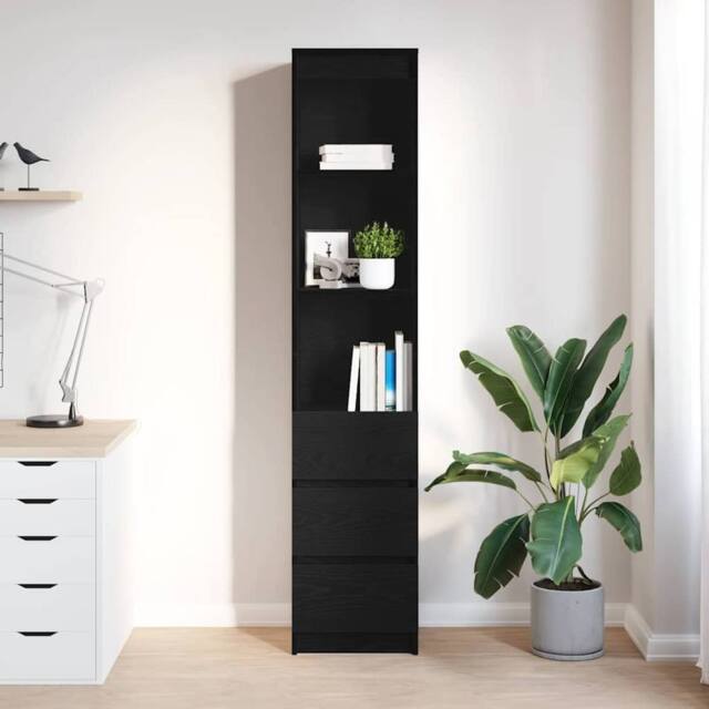 Berkfield Home Highboard Black Oak 37.5x35x180 cm Engineered Wood - image 1
