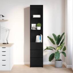 Berkfield Home Highboard Black Oak 37.5x35x180 cm Engineered Wood - thumbnail 1