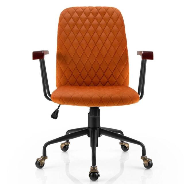 Kelvenix Velvet Office Chair Ergonomic Mid-back PC Desk Chair in Orange - Size: 0.6m2 - image 1