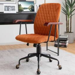 Kelvenix Velvet Office Chair Ergonomic Mid-back PC Desk Chair in Orange - Size: 0.6m2 - thumbnail 4