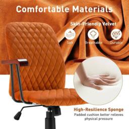 Kelvenix Velvet Office Chair Ergonomic Mid-back PC Desk Chair in Orange - Size: 0.6m2 - thumbnail 5