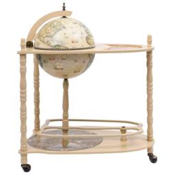 Berkfield Home Table Freestanding Globe Bar Wind Stand Eucalyptus Wood Green in Light Beige