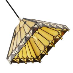 Happy Homewares Art Denergy savingStyle Amber Tiffany Pendant Shade with Gold Triangles & Diamonds - thumbnail 3