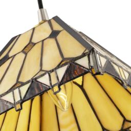 Happy Homewares Art Denergy savingStyle Amber Tiffany Pendant Shade with Gold Triangles & Diamonds - thumbnail 5