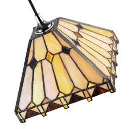 Happy Homewares Art Denergy savingStyle Amber Tiffany Pendant Shade with Gold Triangles & Diamonds - thumbnail 4