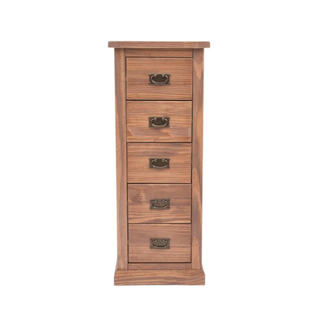 Cabinet Bits Tirolo 5 Drawer Narrow Chest of Drawers Bras Drop Handle in Brown - image 1