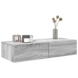 Berkfield Home Wall Shelf with Drawers Grey Sonoma 80x33x17 cm Engineered Wood - Size: 80 x 33 x 17 cm - thumbnail 3