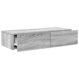 Berkfield Home Wall Shelf with Drawers Grey Sonoma 80x33x17 cm Engineered Wood - Size: 80 x 33 x 17 cm - thumbnail 7