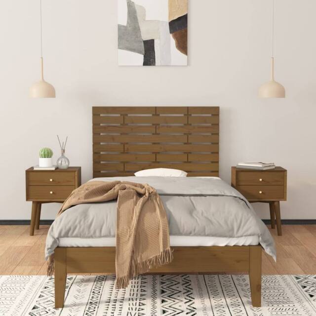 Berkfield Home Wall Headboard Honey Brown 81x3x63 cm Solid Wood Pine - Size: 81 x 3 x 63 cm - image 1