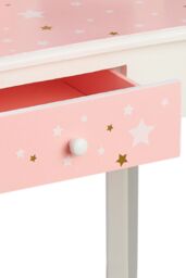Teamson Kids Kids Wooden Play Vanity Table Set, Twinkle Stars, Pink/White in Pink - thumbnail 6