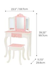 Teamson Kids Kids Wooden Play Vanity Table Set, Twinkle Stars, Pink/White in Pink - thumbnail 7