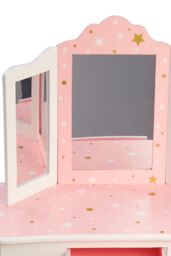 Teamson Kids Kids Wooden Play Vanity Table Set, Twinkle Stars, Pink/White in Pink - thumbnail 8