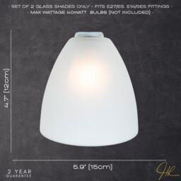 Happy Homewares Stylish Pair of Frosted White Glass Shades with Classic Shape for E14 & E27 - thumbnail 7