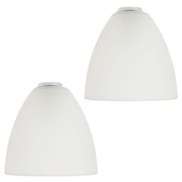 Happy Homewares Stylish Pair of Frosted White Glass Shades with Classic Shape for E14 & E27 - thumbnail 1
