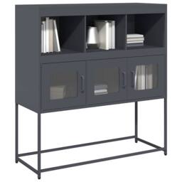 Berkfield Home Sideboard Anthracite 100.5x39x107 cm Cold-rolled Steel in Dark Grey - thumbnail 2