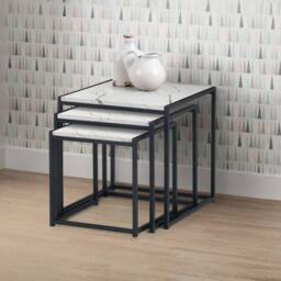 Cheshire Camden Nest Of 3 Tables in White Marble - thumbnail 2