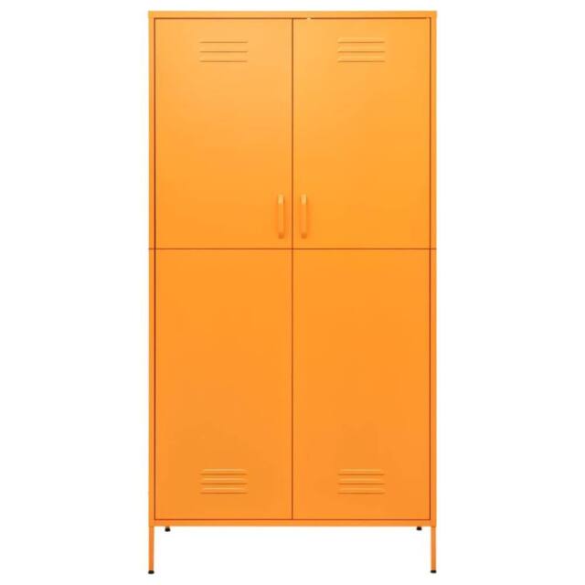 Berkfield Home Wardrobe Mustard Yellow 90x50x180 cm Steel in Tangerine - Size: 90 x 50 x 180 cm - image 1