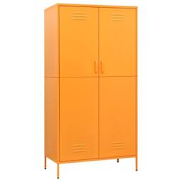 Berkfield Home Wardrobe Mustard Yellow 90x50x180 cm Steel in Tangerine - Size: 90 x 50 x 180 cm - thumbnail 3