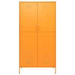 Berkfield Home Wardrobe Mustard Yellow 90x50x180 cm Steel in Tangerine - Size: 90 x 50 x 180 cm