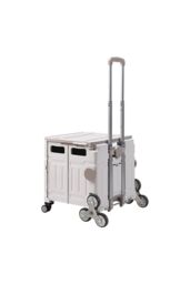 H&O Direct 75L Folding Shopping Cart Plastic Stairs Climbing Trolley Cart in Grey - thumbnail 6