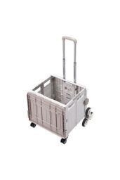 H&O Direct 75L Folding Shopping Cart Plastic Stairs Climbing Trolley Cart in Grey - thumbnail 4
