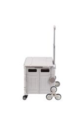 H&O Direct 75L Folding Shopping Cart Plastic Stairs Climbing Trolley Cart in Grey - thumbnail 3