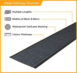 runrug Hallway Carpet Runner Rug - Hardwearing & Durable, 7mm - 'Inca' in Blue - Size: 80 cm x 150 cm - thumbnail 2